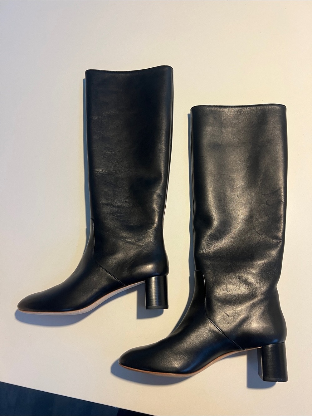 Loeffler Randall gia tall black leather knee high block heeled boots size 6.5 - Picture 9 of 15